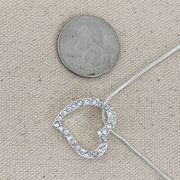 2 Heart Pendant Necklace Set made with Swarovski Crystals, Friendship Love Gift - Picture 9 of 9